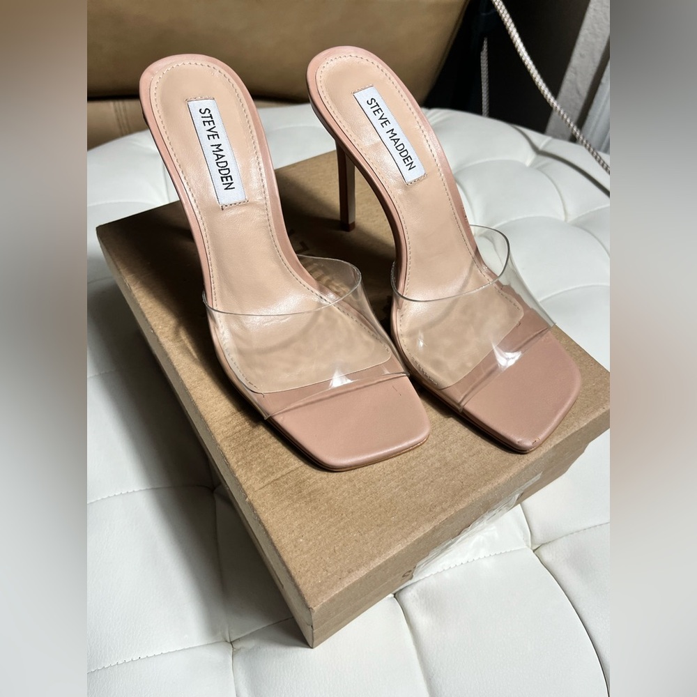 Steve Madden Blush Pink Clear Strap Heels